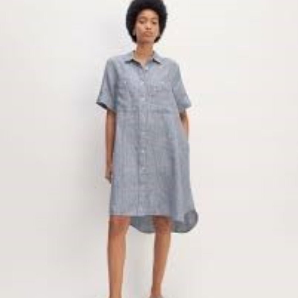Tina Stephens | Made in Italy 100% Linen Button Front Shirt Dress